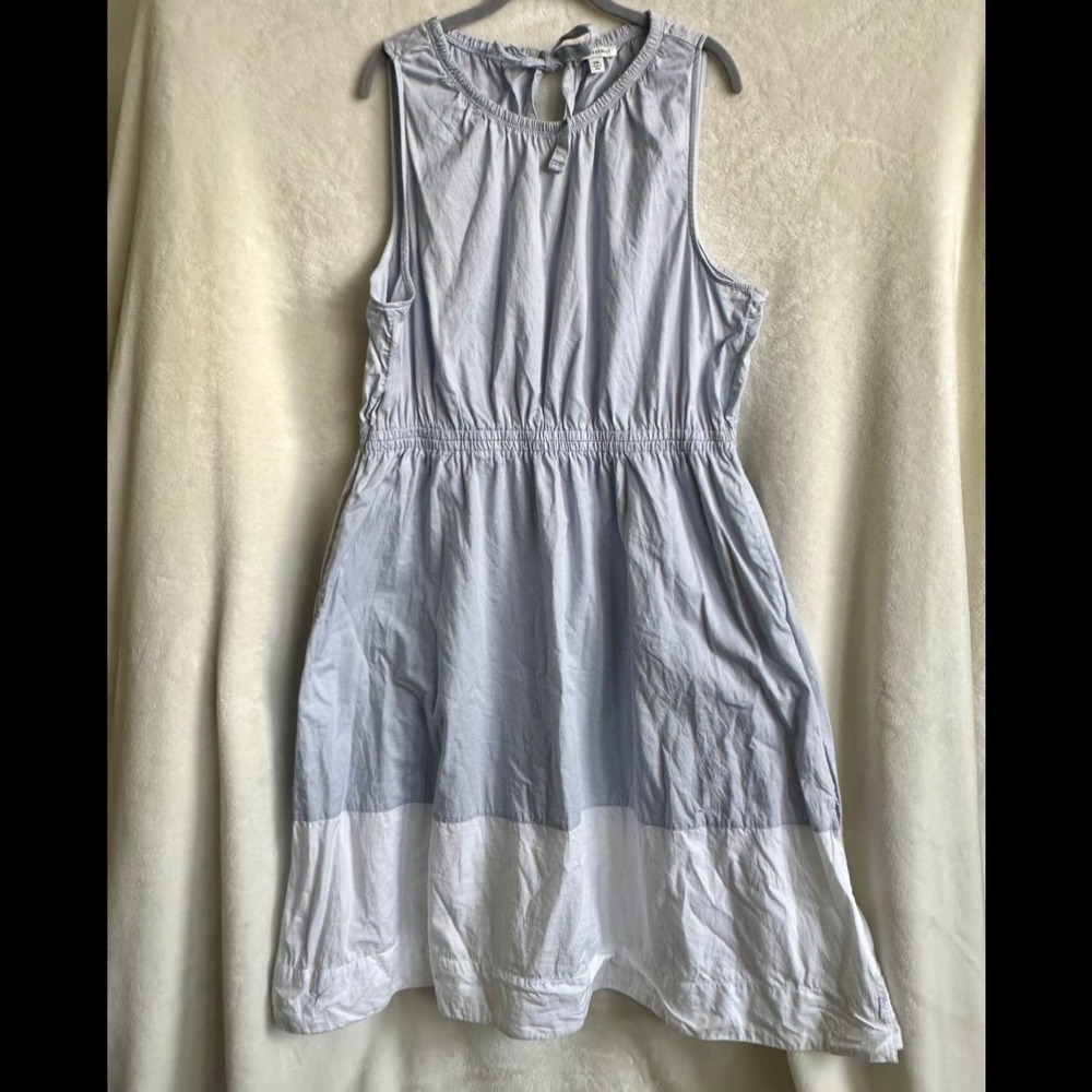 Free Assembly Baby Blue White 100% Cotton Sleeveless Midi Sun Dress Size XXL